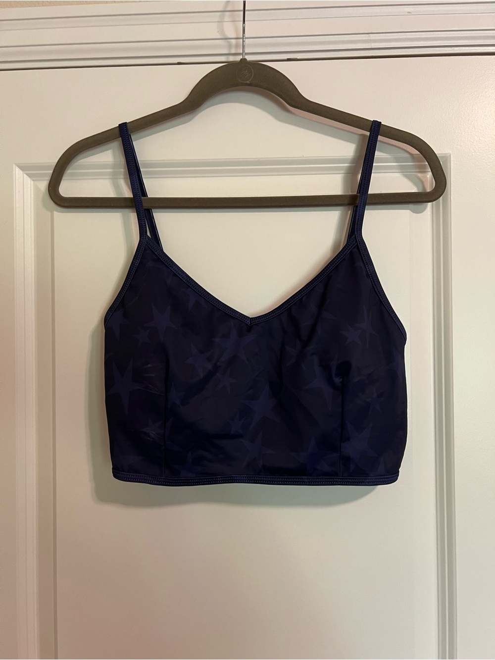 Kortni Jeane Navy Star-Print V’D Crop Top